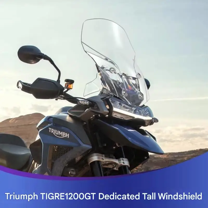FOR Tiger1200GT Heightened Windscreen Curved Flow-Guiding Design Motorcycle Screen Reduces Wind Noise on Helmet High-Speed