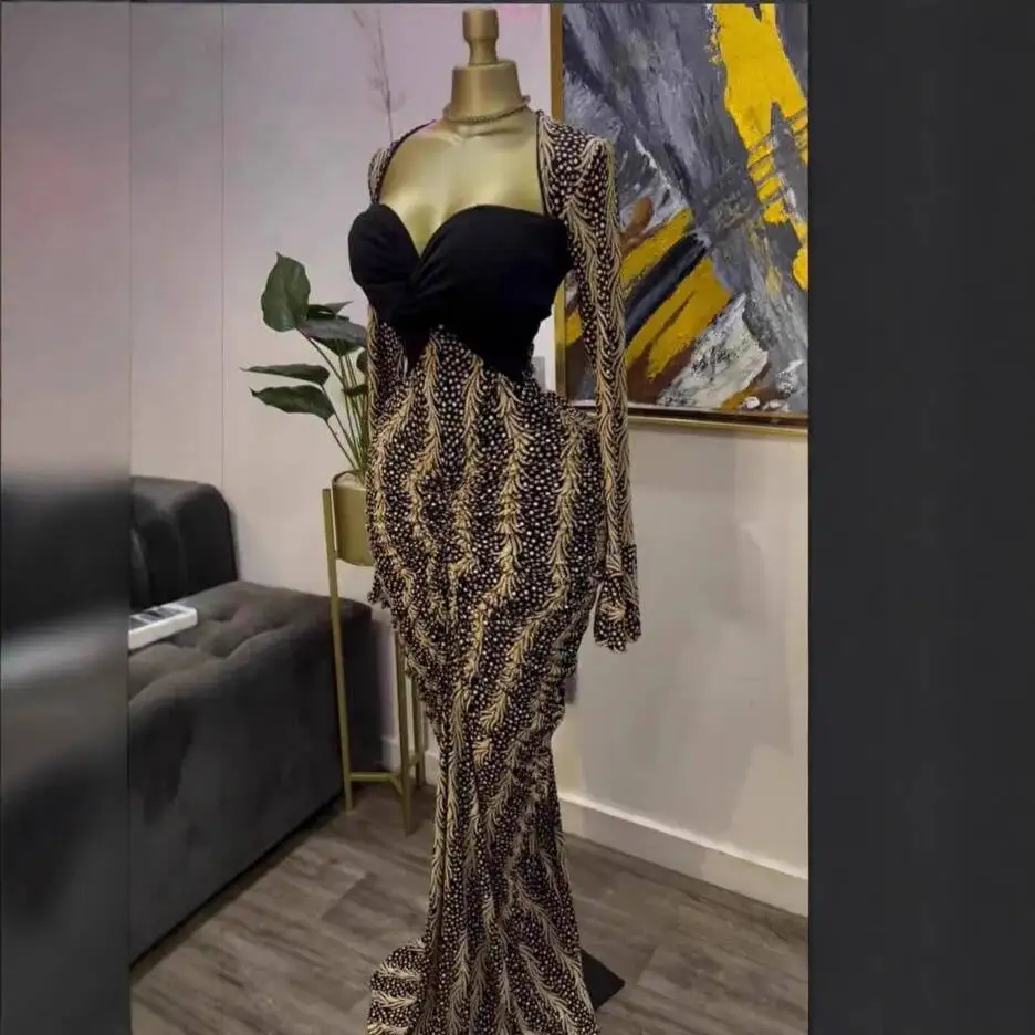 

2026 Women's Tube Top Long Sleeve Printed Long Dress Ruched Mermaid Party Evening Dress 2026 Summer Dress Robe Vestido Women