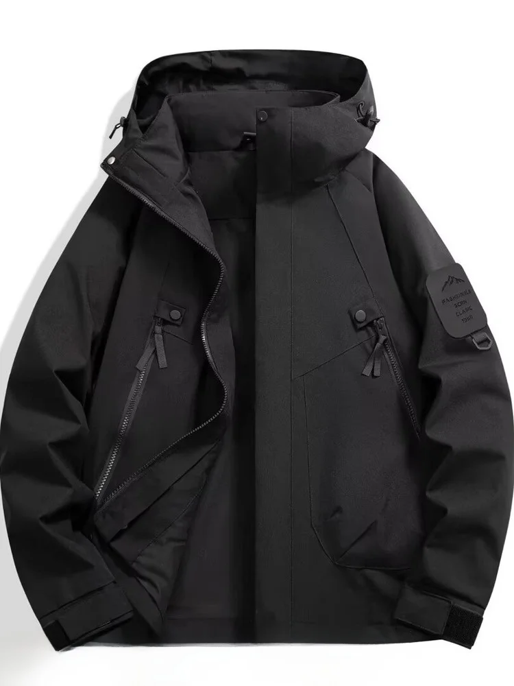 سترة خارجية صلبة للرجال والنساء والشباب للتسلق، طقم من قطعتين مقاوم للماء والرياح، مصنوع من ألياف البوليستر بأكمام طويلة وغطا...