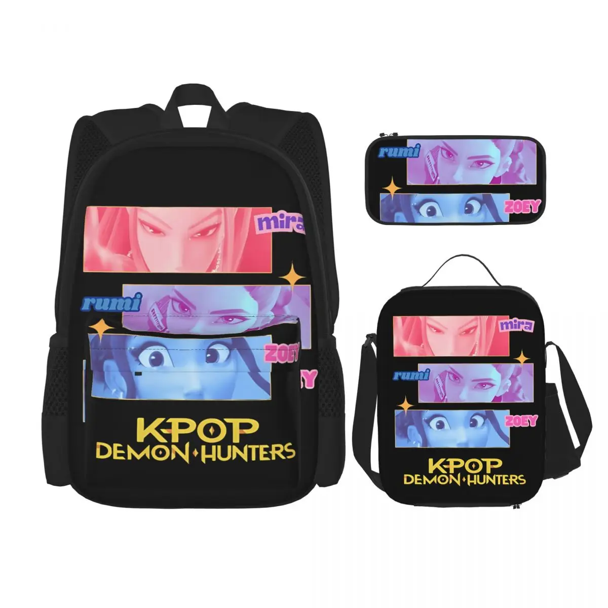 

Huntrix K-Kpop D-Demon H-Hunters 3pecs/set Рюкзак для подростков Холщовые сумки для ноутбука Сумка для обеда Пенал