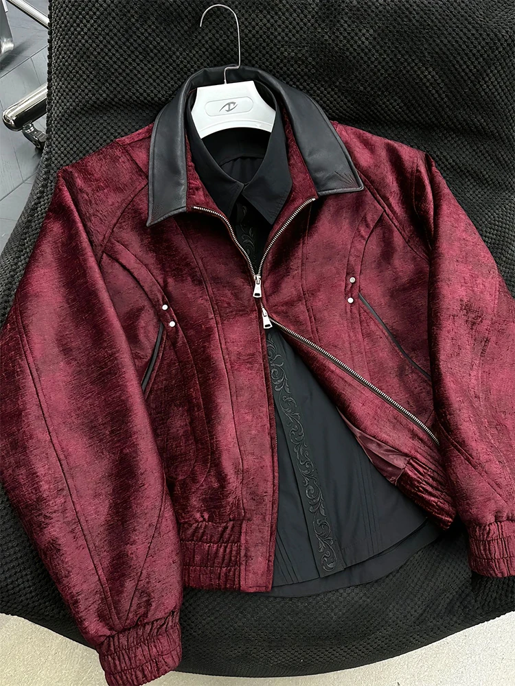 Cleanfit American Retro Satin Embroidered eepskin Jaet Men's Spring Autumn Design High-End Feeling Loose Fit Jaet