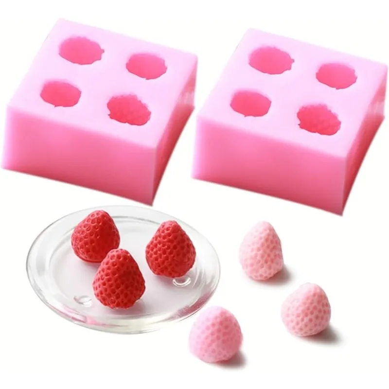 Molde de Silicona de Fresa para Fondant, Chocolate, Gelatina, Herramientas para Hacer Pasteles, Molde Decorativo, Apto para Horno y Vapor, para Manualidades con Arcilla y Resina