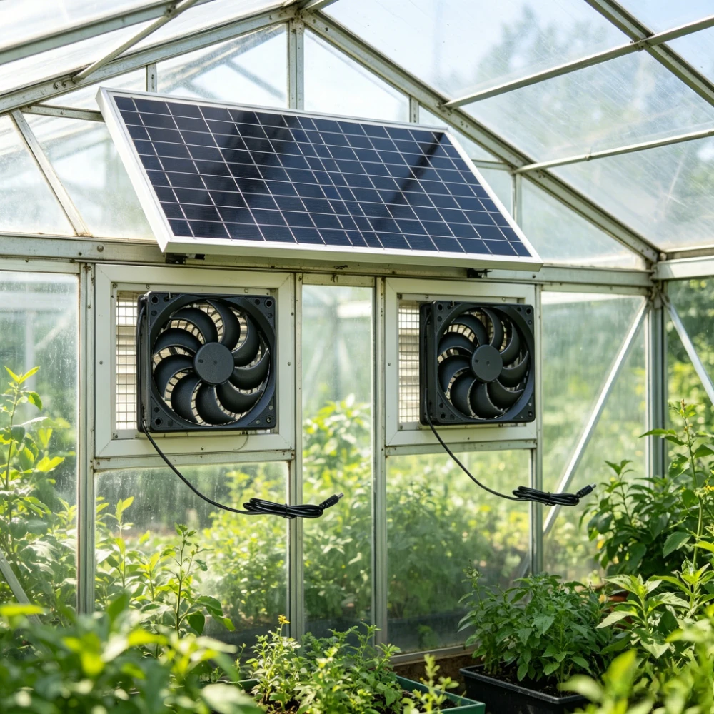 

Solar Powered Air Circulation Fan 10W 15W Weather Resistant Ventilation Exhaust Fan for Chicken Coop Pet House Greenhouse Shed
