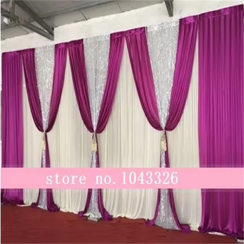 Ice Silk Fabric Stage BackdropBirthday Party DecorationStage BackgroundDrape Curtain, 3x6 m (10ft * 20)