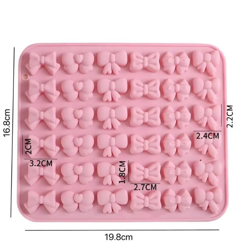 Bow Silicone Molds With 6 Different Shapes, 36-Cavity Bow Chocolate Fondant Mold For Bowknot Cupcake, Cake , Sugar Craft