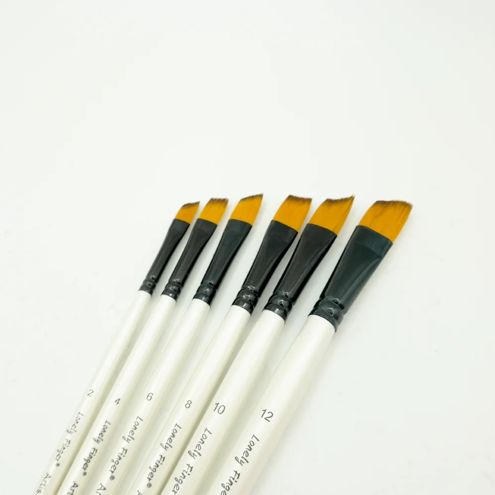 Angular Paint Brushes,6 PCS Different Size Professional Angled Paint Brush for Acrylic Watercolor Gouache Oil Painting,Highly Ab