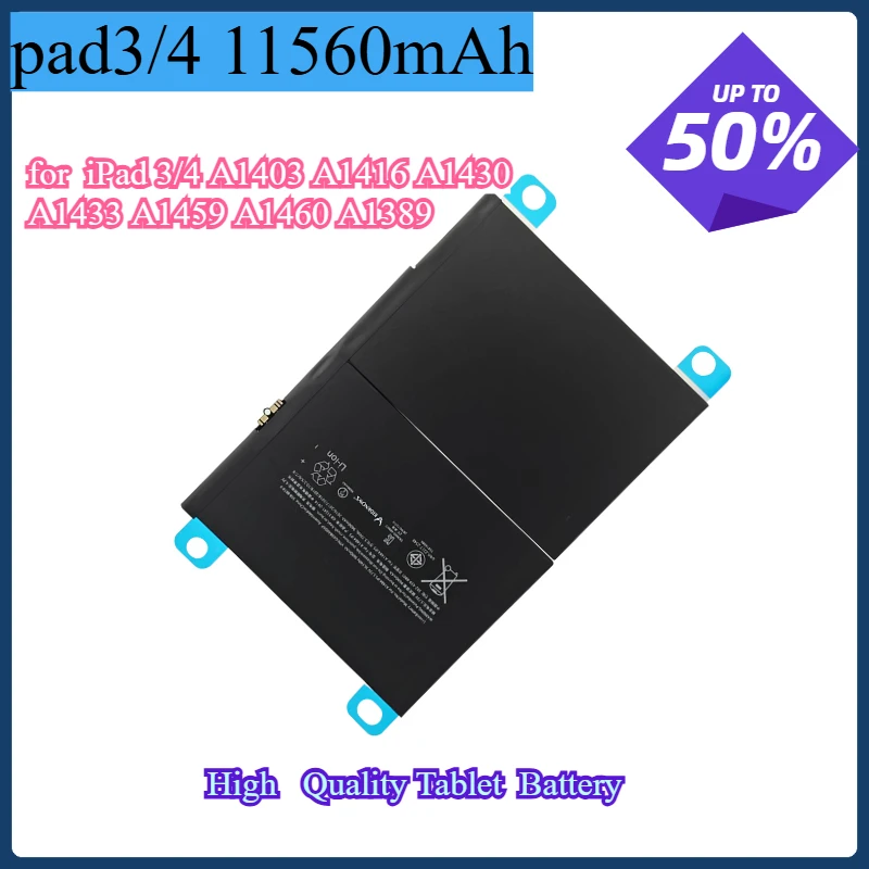 

High Quality Tablet Battery 11560Mah for Apple Ipad 3 4 Ipad3 Ipad4 A1403 A1416 A1430 A1433 A1459 A1460 A1389