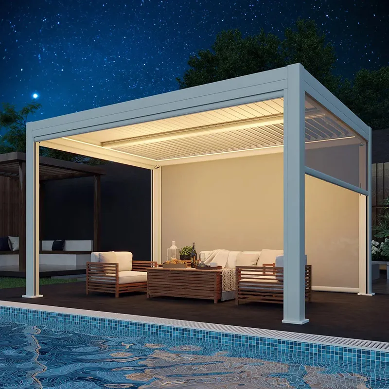 Electric Adjustable Bioclimatic Louvered Motorized Aluminous Waterproof Outdoor Living Garden Gazebos Gazebo Awning Pavilion