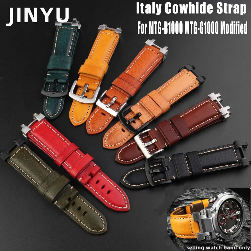 

For Casio G-SHOCK Italy Cowhide Strap MTG-B1000 MTG-G1000 Modified 24mm High quality Genuine leather Men's watchband accessories