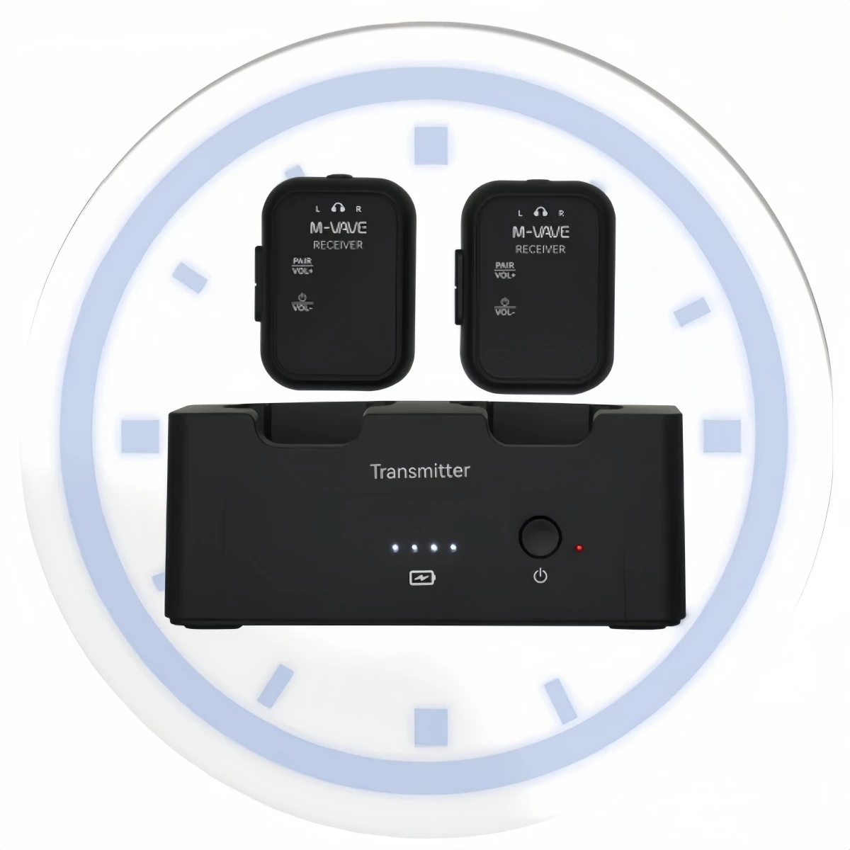 M-VAVE WP-12 2.4GHz Wireless In-Ear Monitoring System, 1Tx+2Rx, 3ms Ultra-Low Latency, 24H Playback, 1800mAh Charging Case