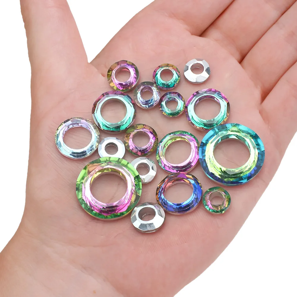 8-20MM 20Pcs Multi Size Large Hole Circle Angel Ring Mixed Color Series Nail Pendant Glass Jewelry Diy Handmade Accessories