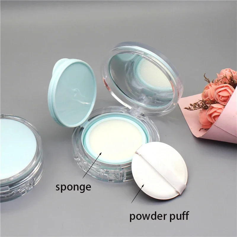 Blue Empty Air Cushion Puff Box Portable Cosmetic Makeup Case Container With Powder Sponge Mirror For Bb Cream Foundation