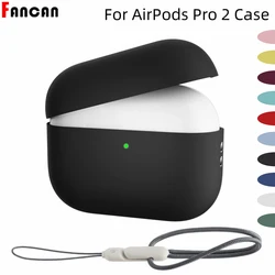 Dla Airpods Pro 2 Case silikon z smyczą zwykły kolor słuchawki pokrywa dla Apple Air Pod Pro 2 generacji Pro 2 2022 Case Funda