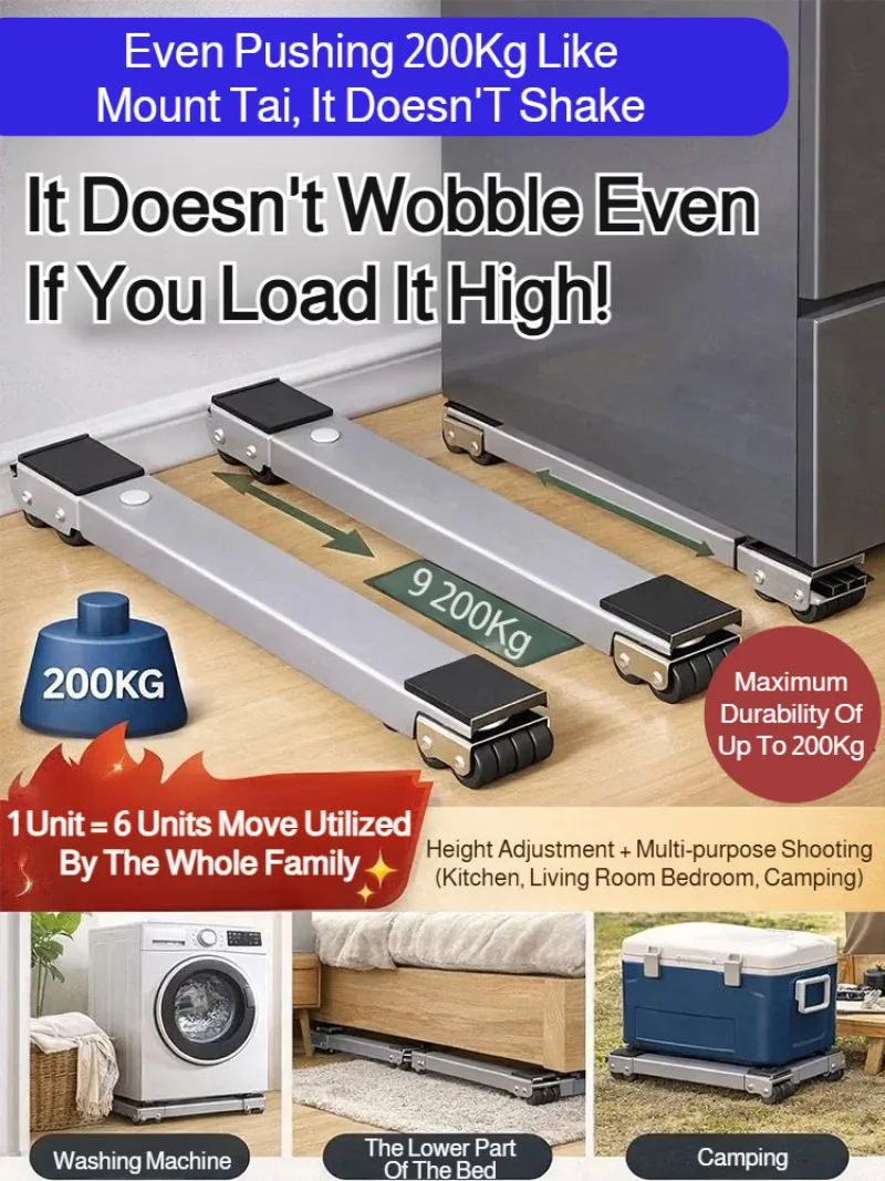 Washing Machine Base Bracket Universal Adjustable Movable Support Stand with Wheels Refrigerator Base Mount Riser Dryer Holder