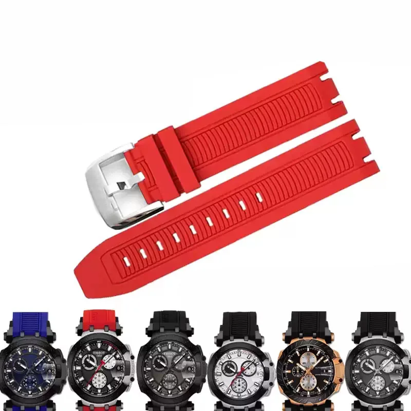 

Спортивная силиконовая резина 22 мм для Tissot Racing T115417A Series, специальный ремешок для часов с двойным вырезом T115.427, мужская цепочка для часов