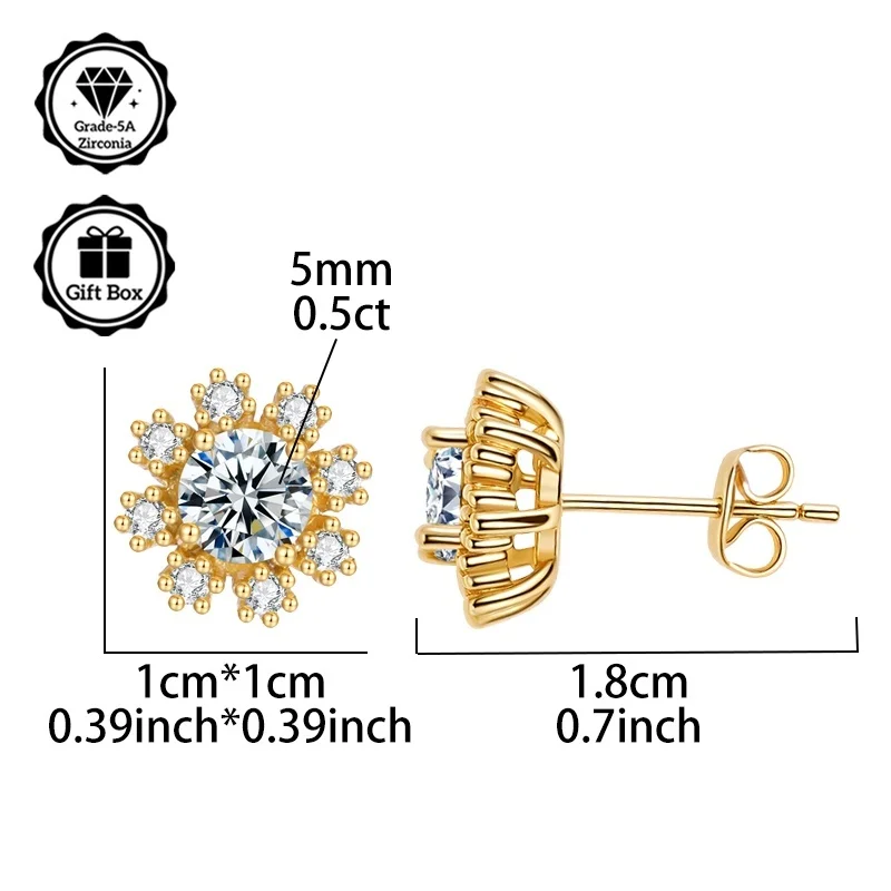 

LAMVOICE jewelry for women/stud earrings with 1 carat zirconia S925 sterling silver earrings Valentine’s Day gift for her