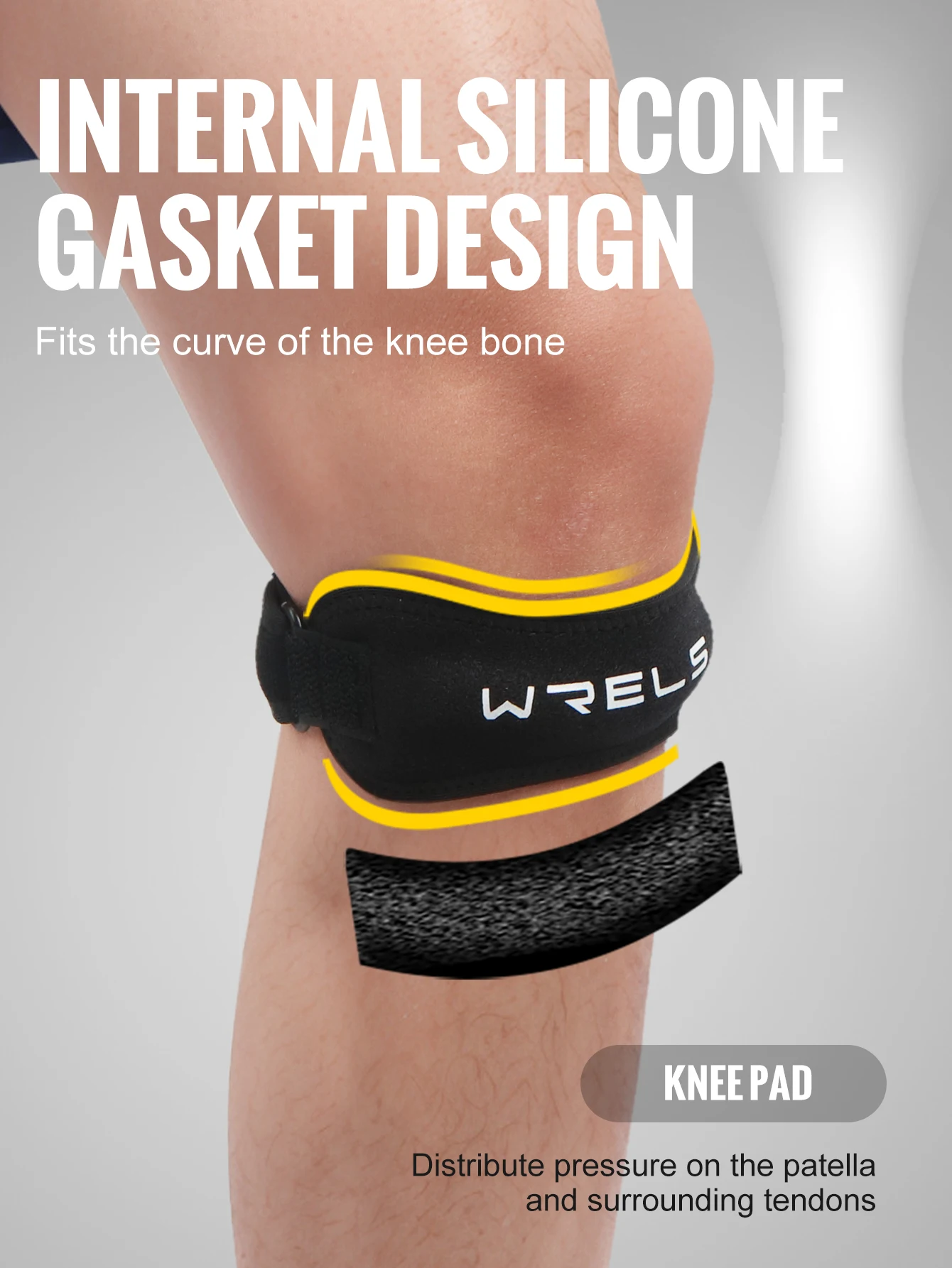 WRELS 1/2/4/6 PCS Knee Straps Breathable Adjustable Patellar Straps Pain Relief Men Women Running Basketball Knee Support Band