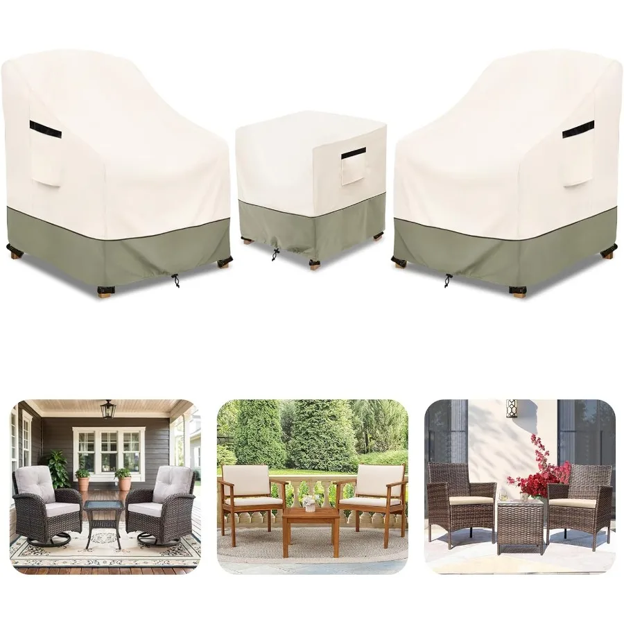

3-Piece Patio Furniture Covers Waterproof for Outdoor Bistro Set with Table and 2 Chair Covers Heavy Duty 600D Outdoor Veranda