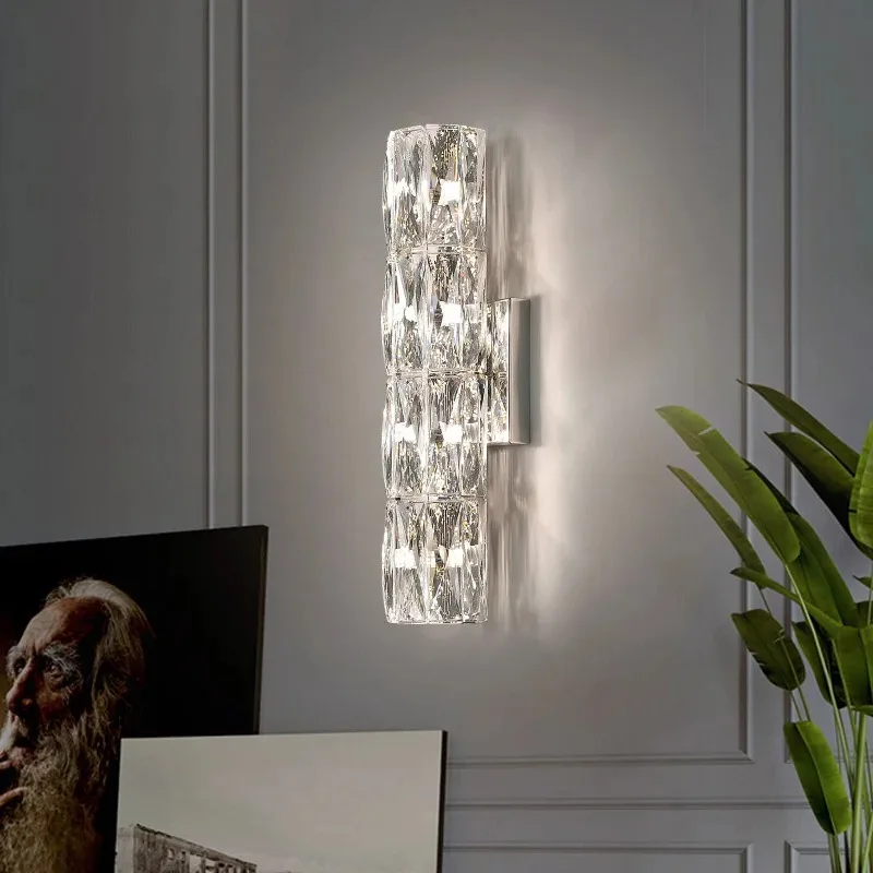 Modern Luxury LED Crystal Wall Lamp Home Decor Background Wall Light For Living Room Hallway Bedroom Bedside Ambient Lighting