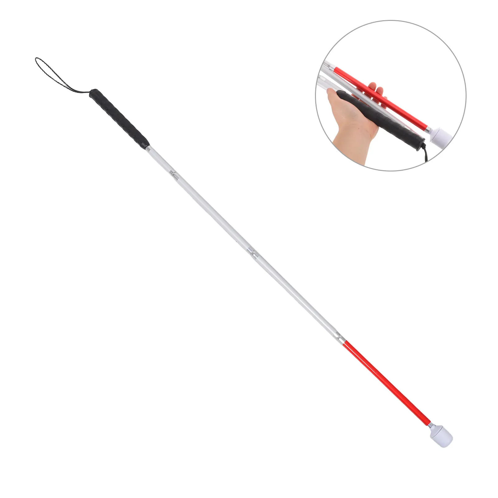 Folding Blind Cane Collapsible Aluminum Alloy Walking Stick Anti-Slip Reflective Tape Portable Mobility Assist for Visually