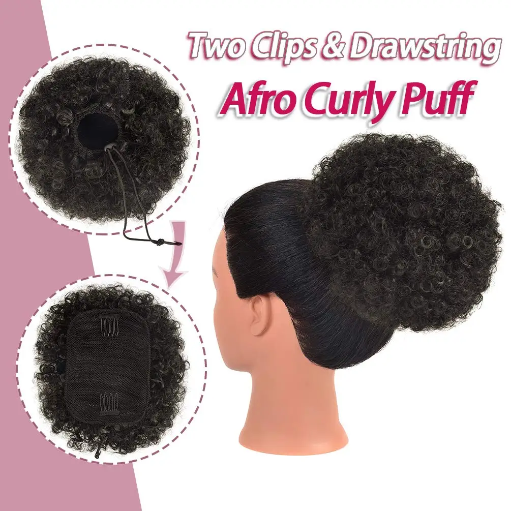 Afro Puff sznurkiem przedłużanie kucyka dla czarnych kobiet Premium krótki syntetyczny kucyk Afro Puff do naturalnych włosów