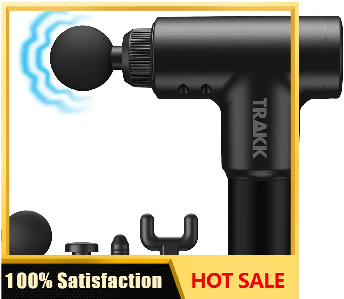 TRAKK Beast Deep Tissue Percussion Massage Gun, Rechargeable Handheld 6 Speed Cordless Massager, 4 Interchangeable Heads (Black)