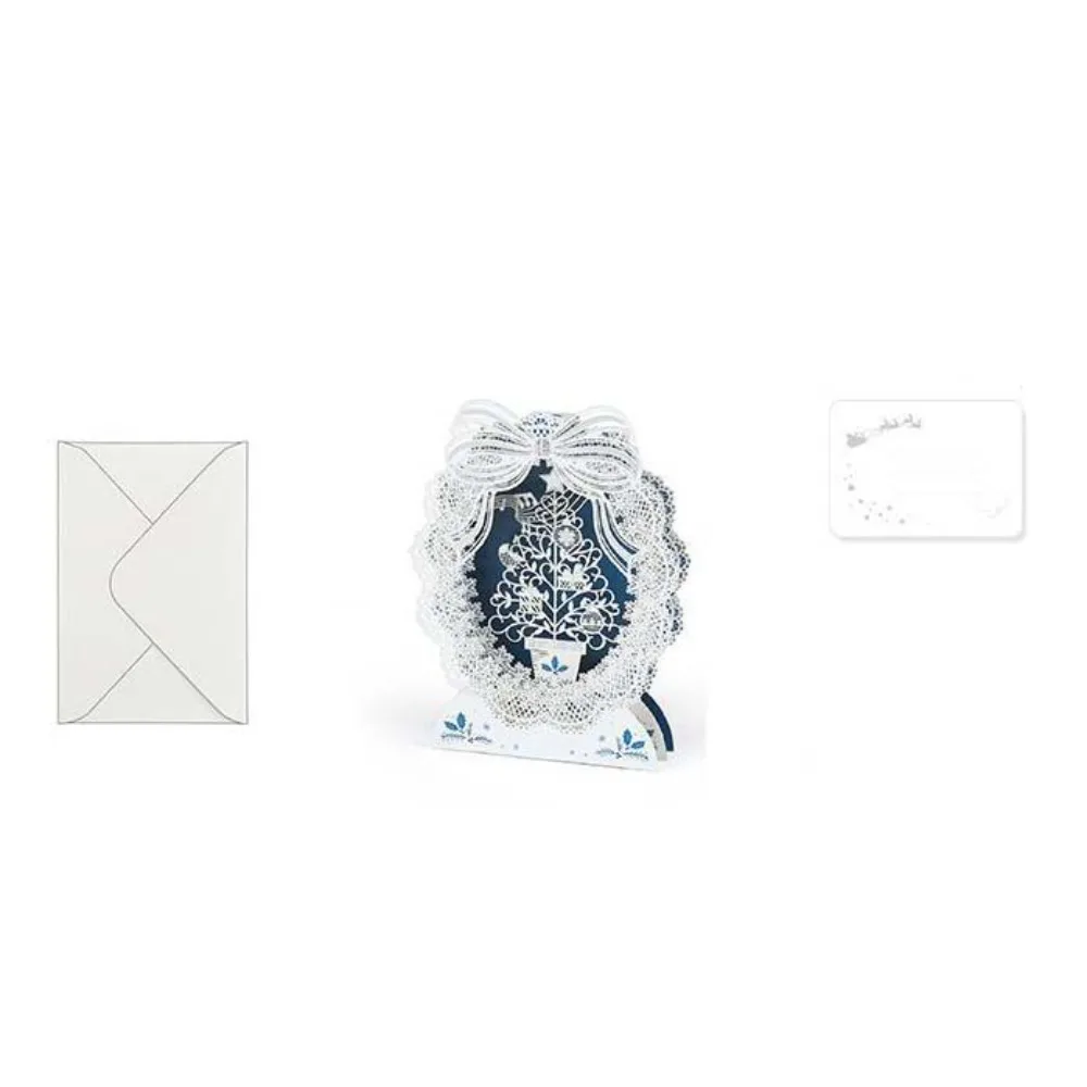 

Hollow Christmas 3D Greeting Card with Envelope and Postcard Gilded Invitation Card Paper Laser Engraved Thank You Letter