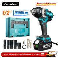 Kamolee 1800 N.M 1/2 High Torque DTW700 Brushless Cordless Electric Impact Wrench In Lithium-Ion Battery For Makita 18V Battery