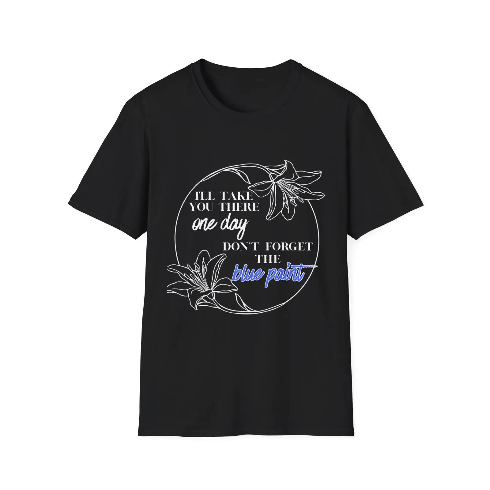 Love Through a Prism T Shirt Blue Paint and Lillies vintage Washed Stretched Soft graphic Casual Unisex Slightly fashion