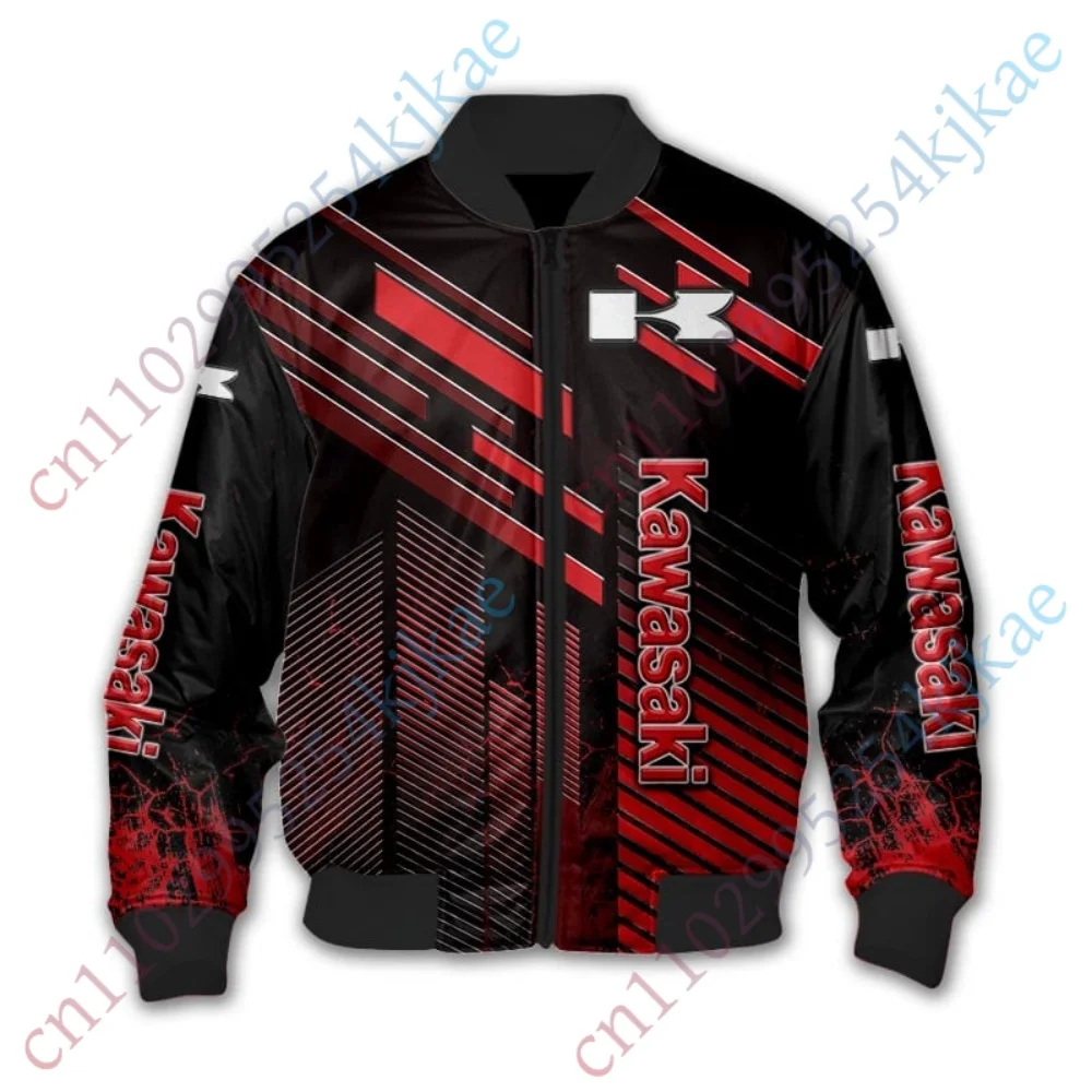 カワサキジャケット男性用衣類厚いコート原宿ボンバージャケット冬ストリートヒップホップ野球ユニフォーム軽量パーカー