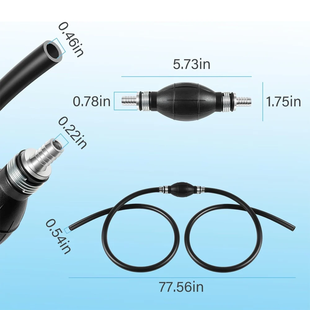 Upgrade3/8in Universal  Fuel Hose Line Assembly with Primer Bulbs Fit for Marine Outboard Boat Motor RVs Tractors and Caravans