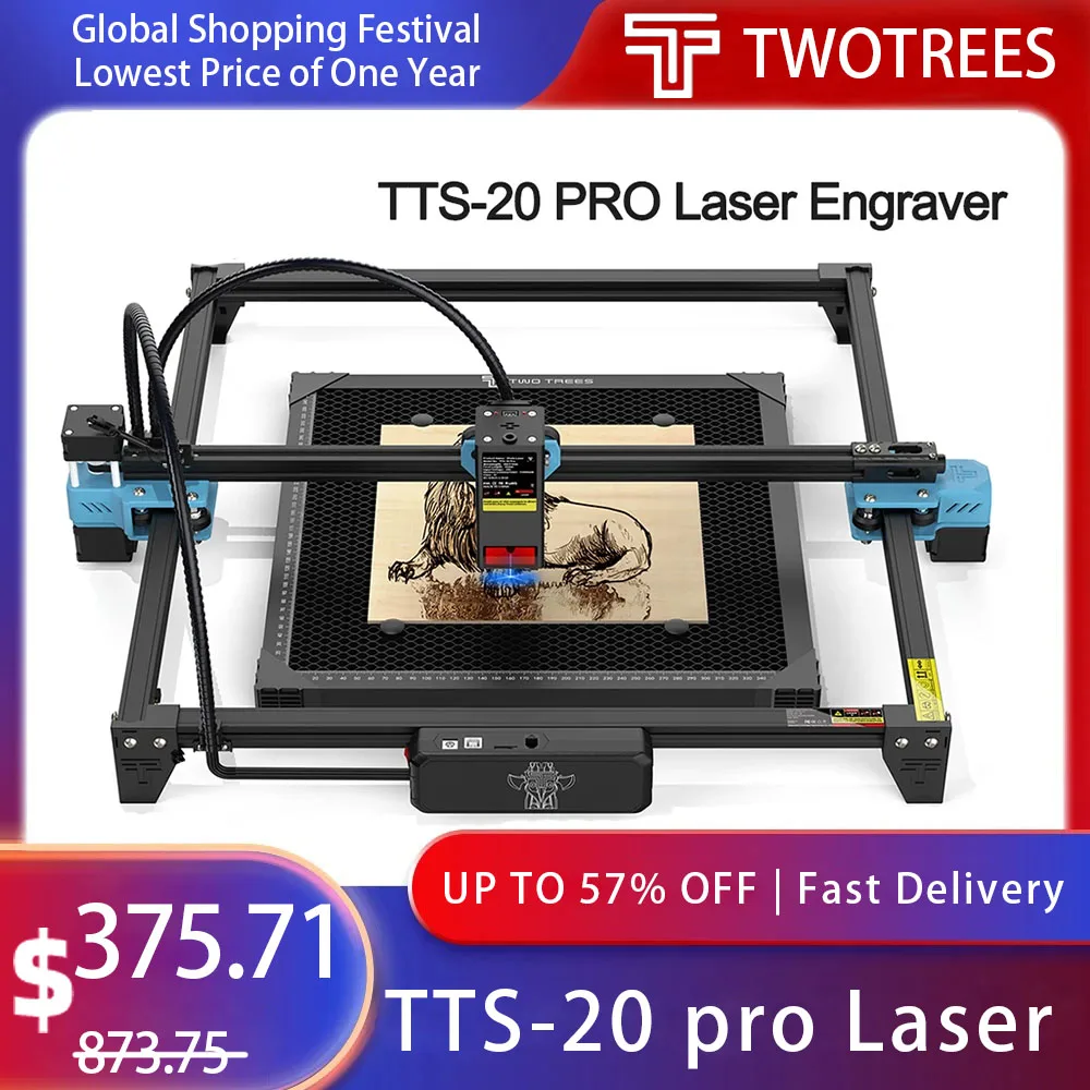 Twotrees TTS-20 PRO 20W Laser Engraver With Air Pump Honeycomb Panel APP Wifi Control CNC Router Laser Engraving Metal Cut Wood