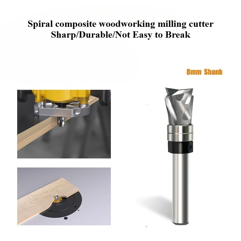 Spiral Edge Trimming Knife with 8 Handles Integral Alloy Edge Trimming Knife Composite Edge Carving Woodworking Milling Cutter