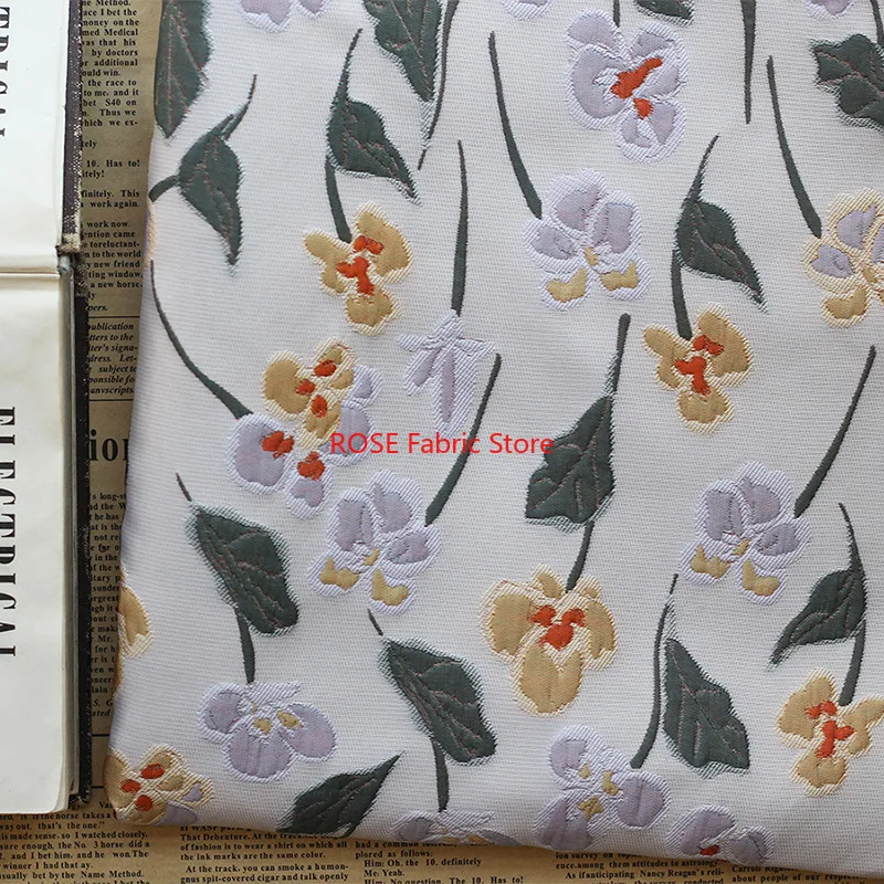 1 meter Embossed Floral Jacquard Fabric Fresh Spring Summer Women's Dress Shirt Bag Diy Sewing Fabric 45cmx140cm