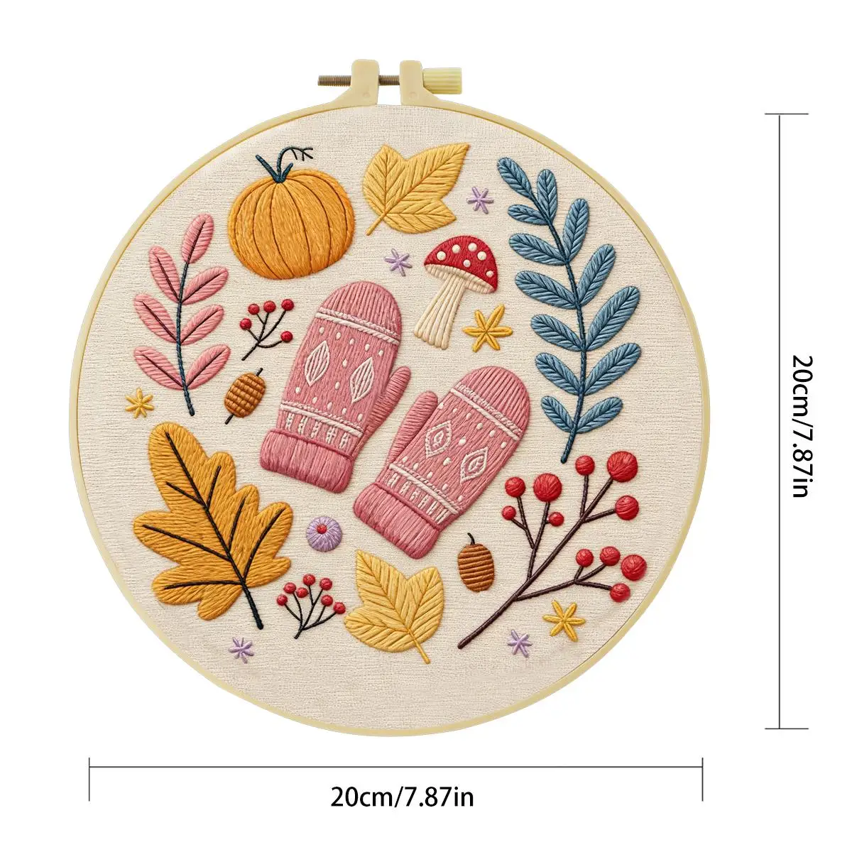 1 Stück 20X20CM/15X15CM 7,87/6,3 Zoll Herbst-Stickerei-Starter-Kit DIY-Kit DIY-Stickerei-Set Handarbeiten Malerei Nähen Kunst – Detail 3