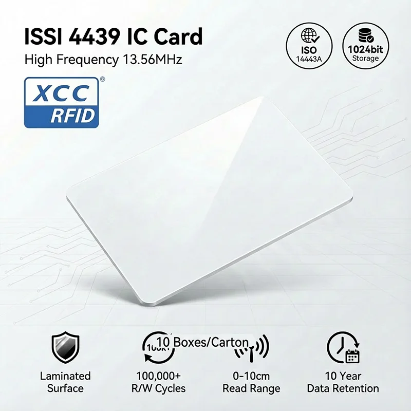 10Pcs IC RFID Smart Cards White Hotel Key Access Control Printable 13.56MHz 14443A for Business Office School Hospital