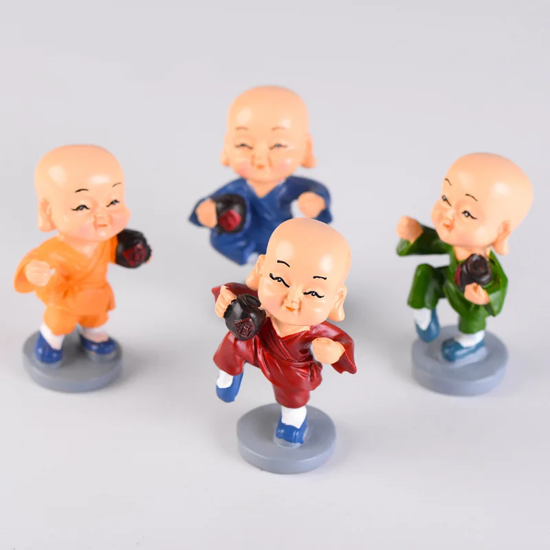 4Pcs/Set The Drunken Master KongFu Monk For Home Decorate Cute Tea Pet Car Decoration Interior Display