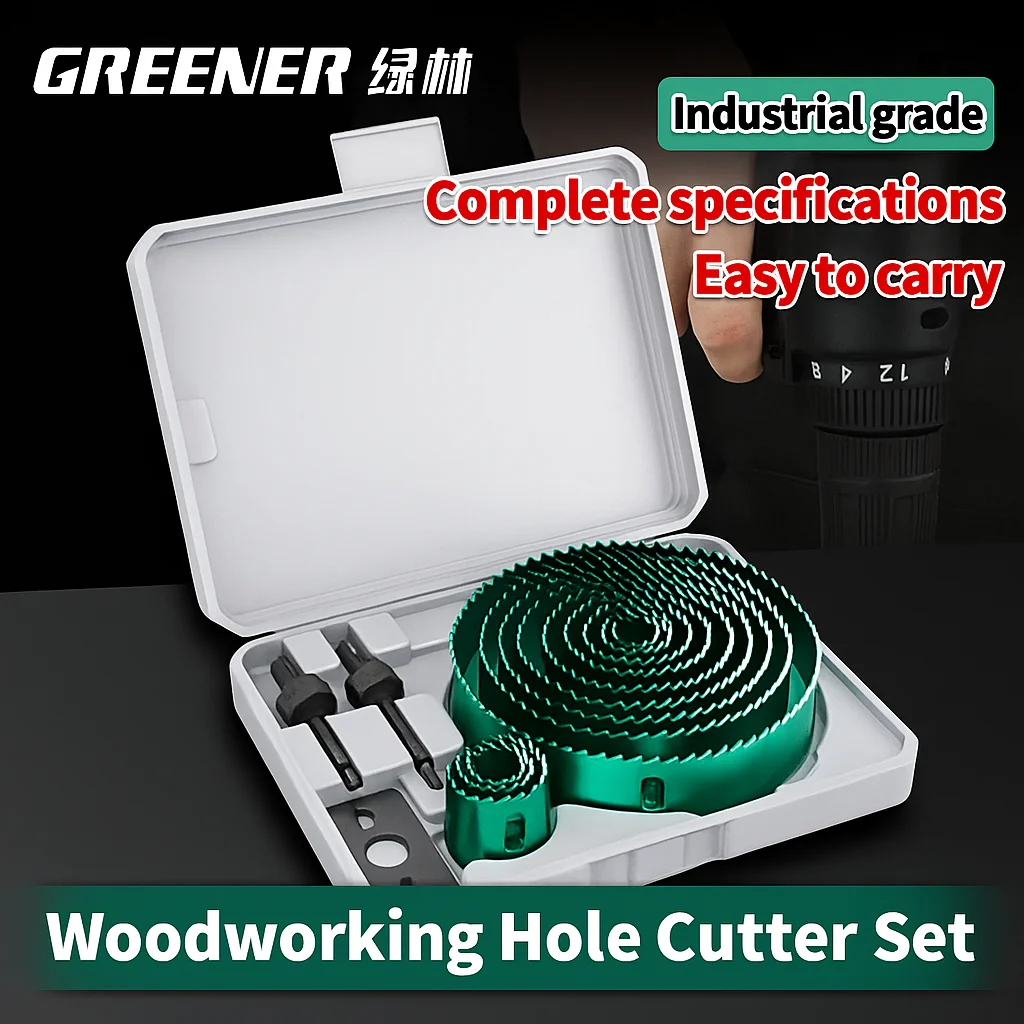 GREENERY 19-127mm Hole Saw Cutting Set Saw Cup Wood Crown Drill Bit Sharp Teeth For Drywall Steel Plastic PVC Woodworking Tools