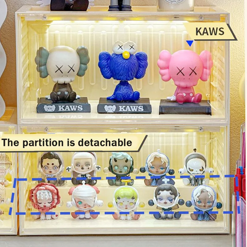 LED Sensor Transparent Display Cabinet - Stackable Organizer for Collectible Toys & Blind Boxes - view 3