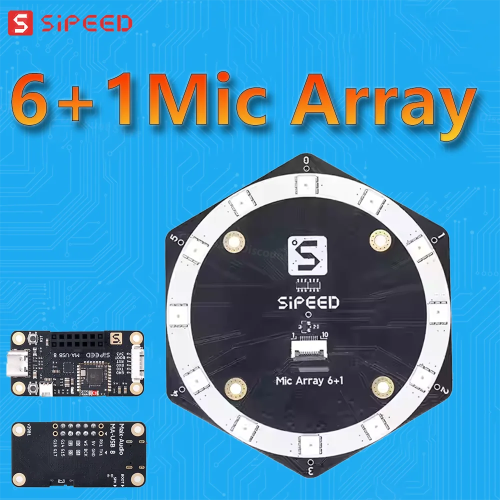 

Звуковая карта Sipeed 6+1 с микрофонным массивом для локализации источников звука и формирования направленного потока, USB, без драйверов, с микрофонным массивом (только драйвер или полный комплект)