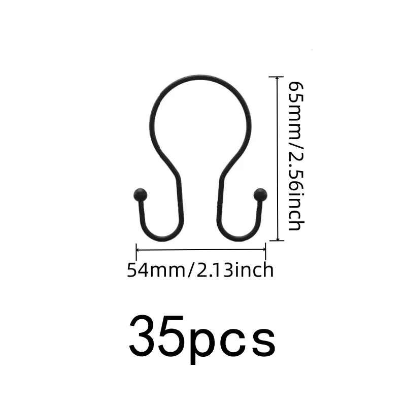 35 pcs Black Double Ear Shower Curtain Rings, Smooth Sliding, Durable Iron Construction, for Shower Rods