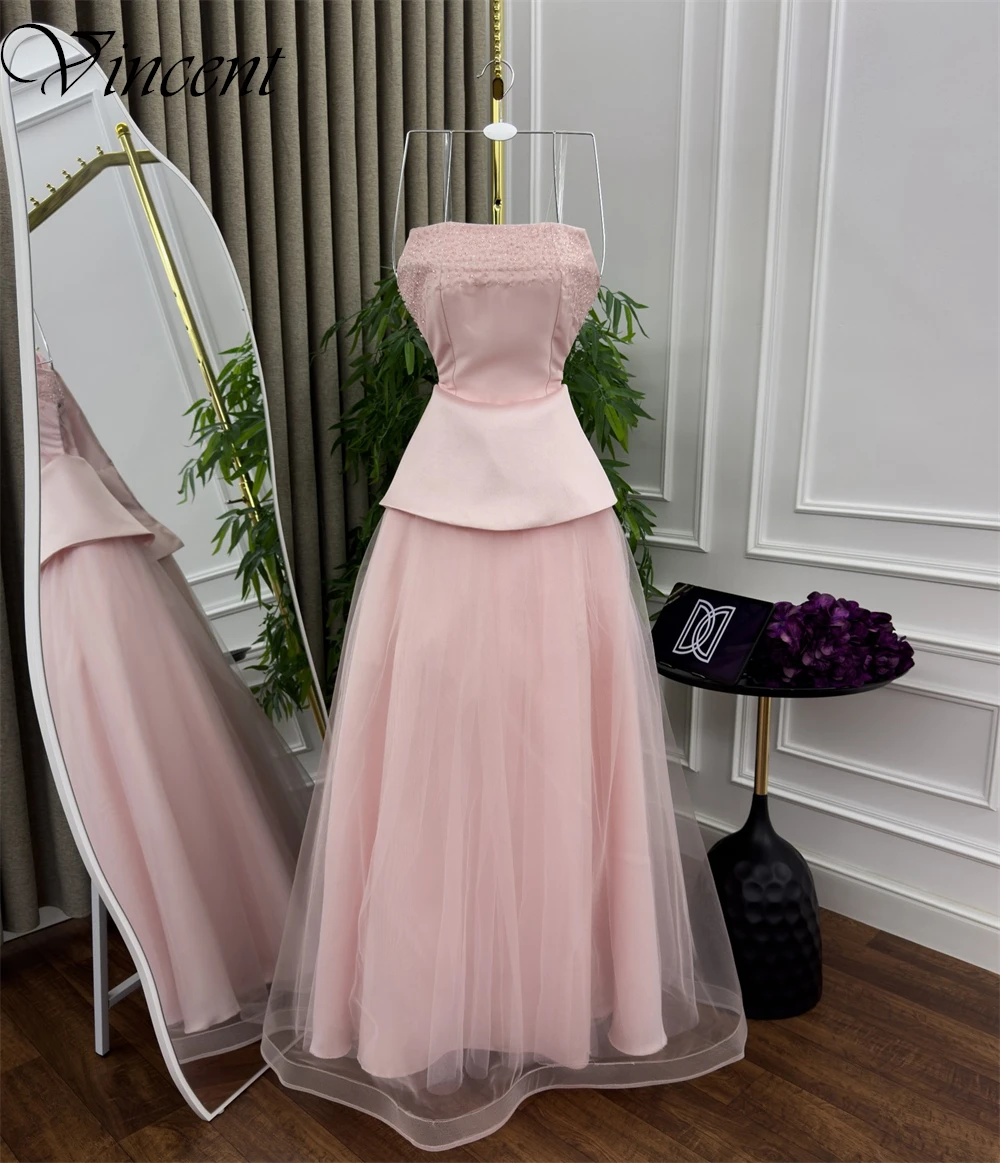 Vestido de noche de satén elegante personalizado, tirantes finos modernos, vestidos para ocasiones a medida, vestidos de fiesta sin tirantes con cremallera en la espalda