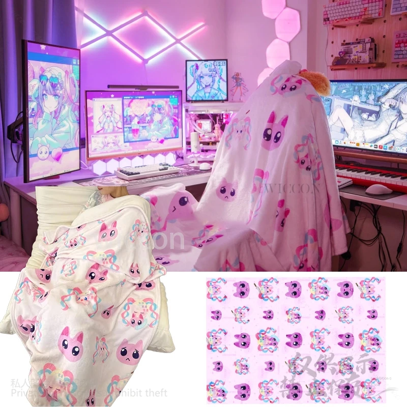 

Anime KAngel Cosplay Game Needy Girl Overdose Cute Coral Plush Blanket Fashion Cartoon Soft Printed Halloween Gifts Customized