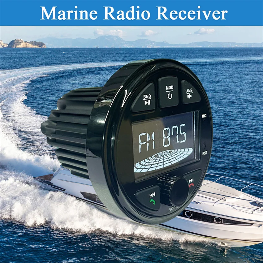 2025 Marine Stereo Boat Radio IPX6 MP3 Waterproof Bluetooth FM AM Digital Media Player For Yacht Gauge ATV RV Boat Golf