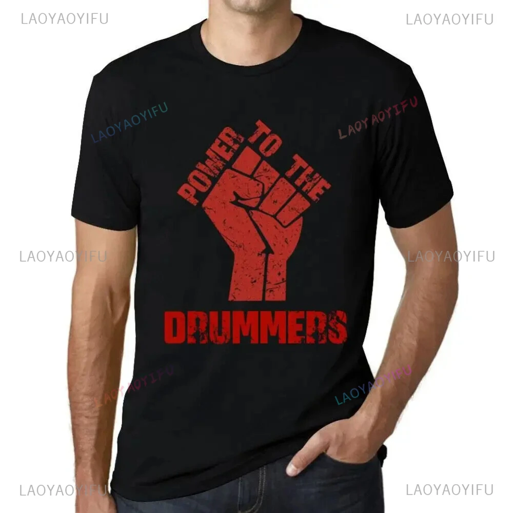 

Мужская футболка с рисунком Power To The Drummers, экологически чистая, ограниченная серия, топы с поднятием кулака, мужская футболка из высококачественного хлопка