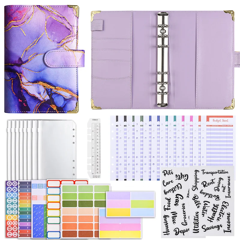 

A6 Marble Money Budget Planner Binder With Zipper Envelopes Cash Envelopes, For Budgeting Money Organizer For Binder Notebook