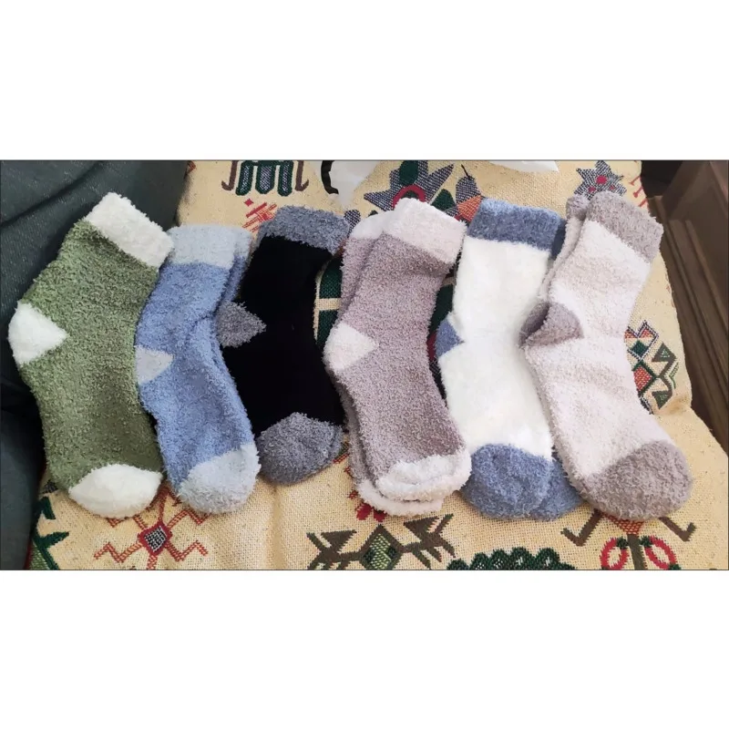 6 pais Winter Thick Coral Fleece Sleeping Socks Women Mediumn Tube Stockings Leg Warmer Home Tights With Insulation Floor Socks