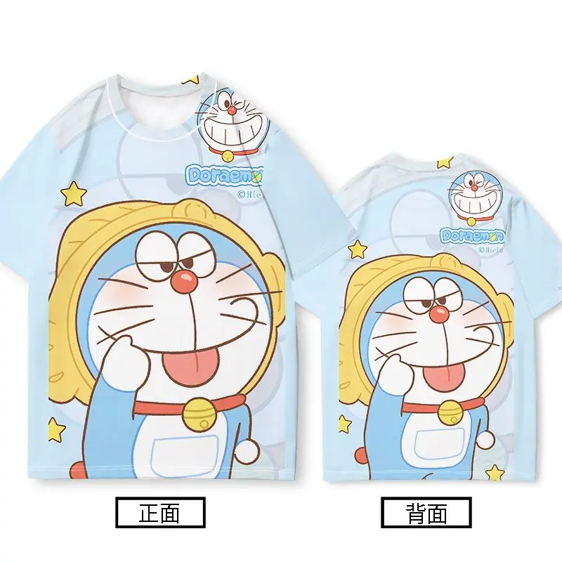 Camiseta Doraemon Nobita de Manga Corta para Niña, Transpirable, de Secado Rápido, Versátil, Diseño Coreano, Colaboración con Doraemon