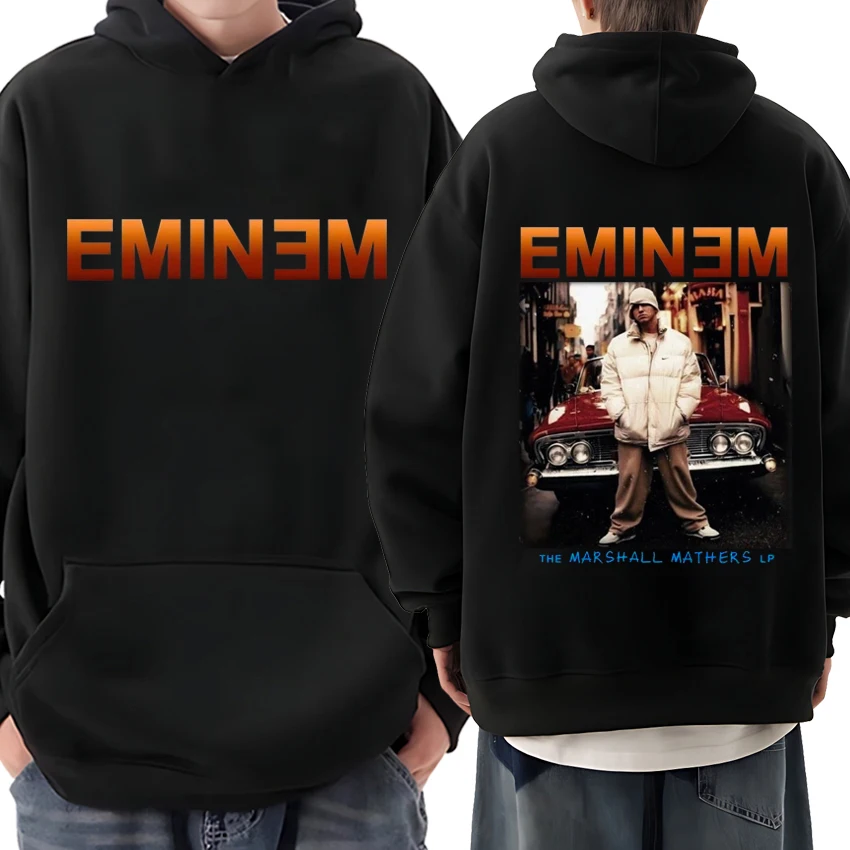 Hot singer Eminem Music vintage Double Sided print Hoodie Men Women Casual Loose Sweatshirt Unisex Fleece Long sleeve pullovers