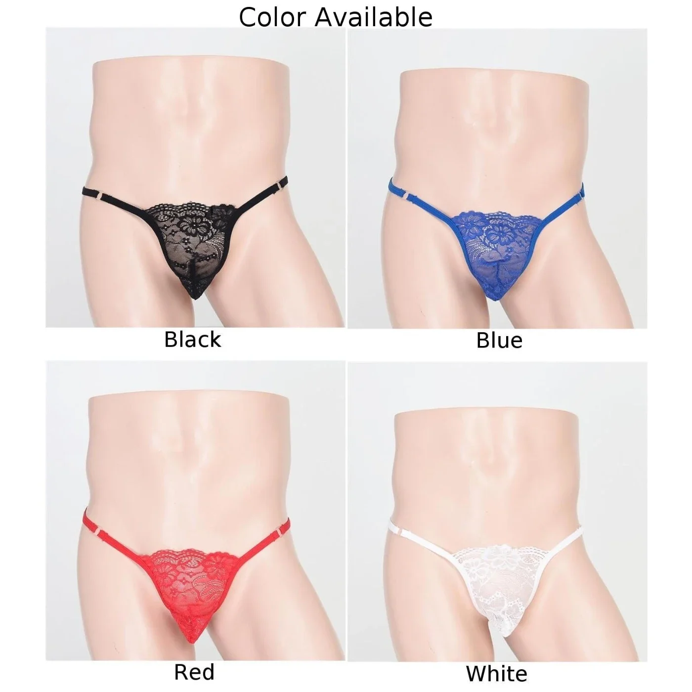 Men Sexy Lace Sissy Erotic See Through Lace Bulge Pouch G-String Thong Low Waisted T-Back Underwear Temptation Slim Male Thongs